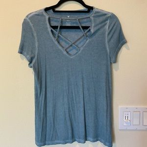 Blue Cut Out Shirt